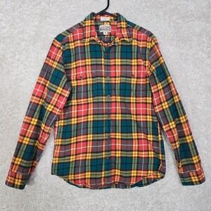 J Crew Shirt Mens Medium Plaid Flannel Slim Fit Long‎ Sleeve Double Brushed Fall